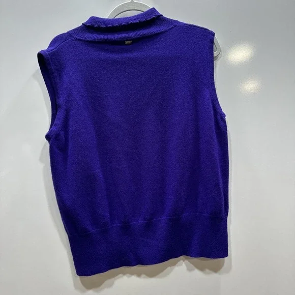 ST.JOHN SPORT  Women's Sweater Sleeveless Blue Cashmere Size Xl Lightweight Knit - Picture 7 of 11